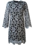 Blumarine Floral Lace Shift Dress - Grey