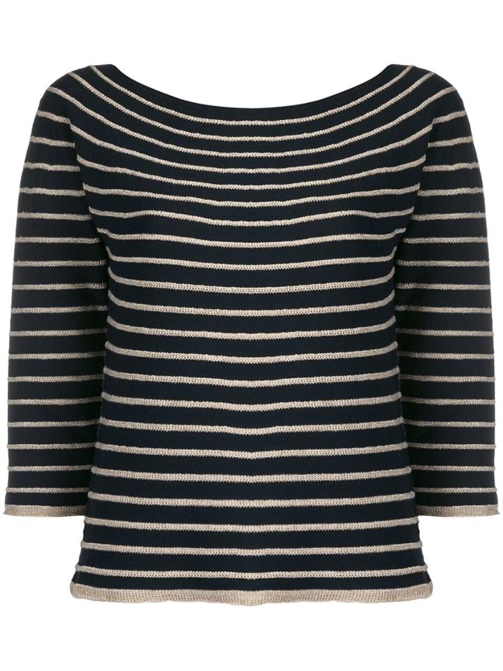 Twin-set Striped Cropped Sleeves Jumper - Black