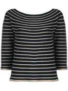 Twin-set Striped Cropped Sleeves Jumper - Black