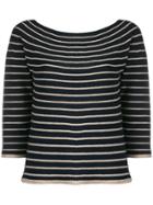 Twin-set Striped Cropped Sleeves Jumper - Black