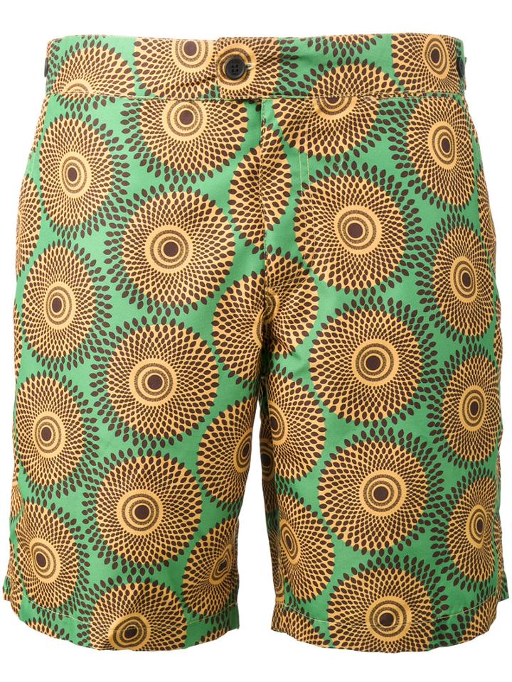 Okun - Patrice Circle Print Swim Shorts - Men - Polyester - Xs, Yellow/orange, Polyester