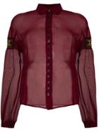 Romeo Gigli Vintage Embroidered Patches Sheer Shirt