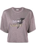 Saint Laurent Logo Printed Oversized T-shirt - Pink & Purple