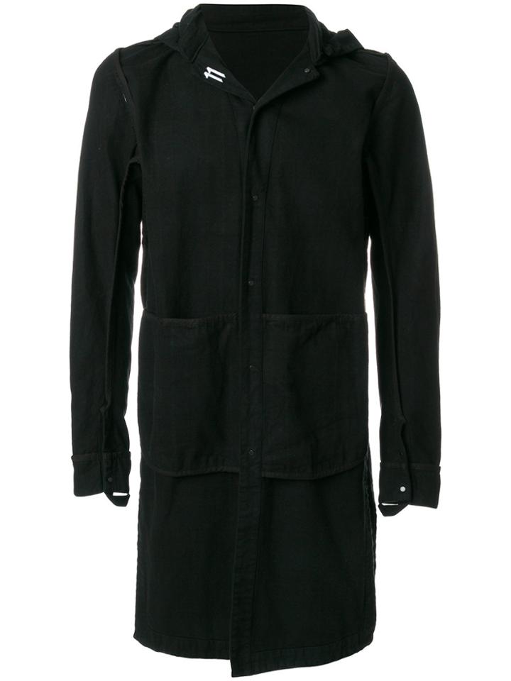 11 By Boris Bidjan Saberi Long Hooded Coat - Black