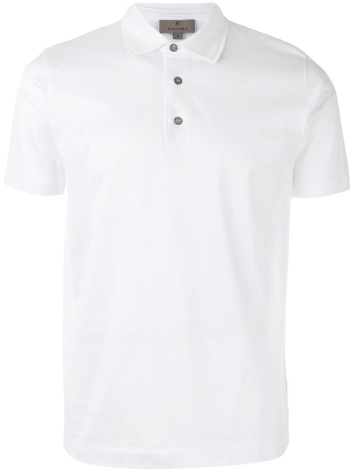 Canali Classic Polo Shirt, Men's, Size: 48, White, Cotton
