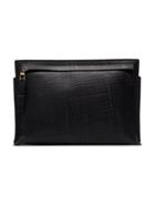 Loewe Black T Pouch Linen Leather Clutch Bag