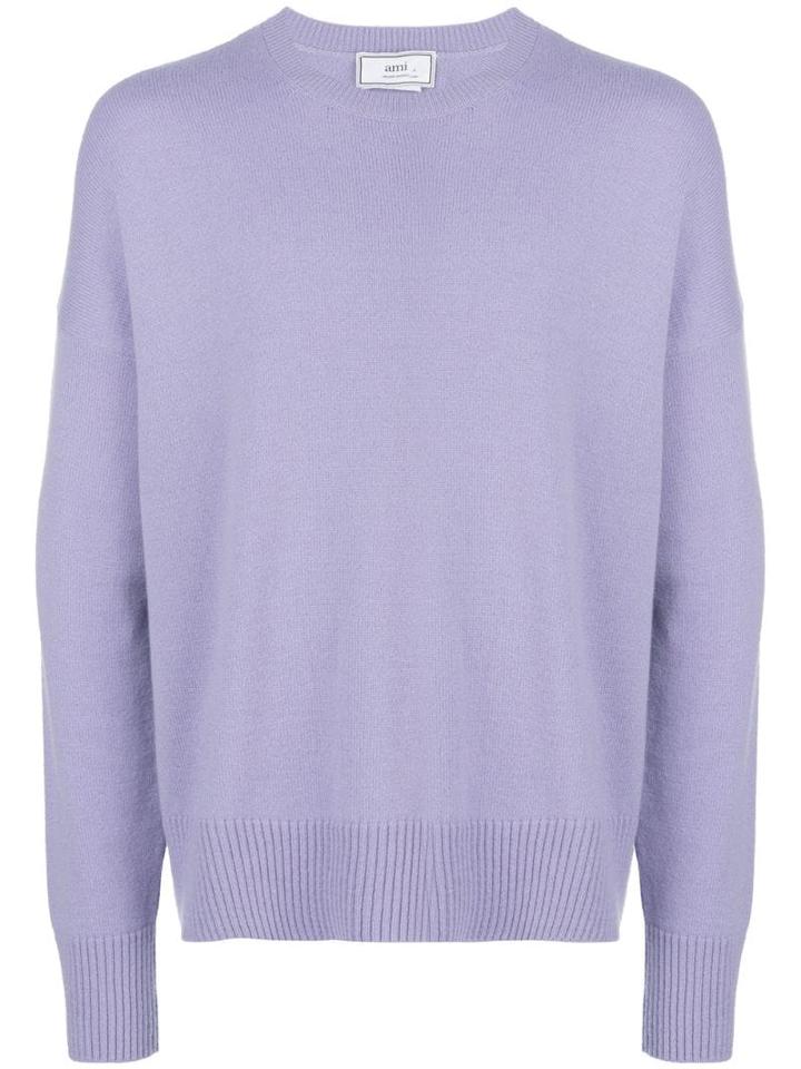 Ami Paris Crewneck Oversized Sweater - Pink