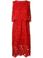 Estnation - Floral Laser Cut Dress - Women - Polyester - 36, Red, Polyester