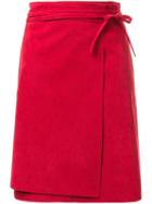 G.v.g.v. Suedette Wrap Skirt, Women's, Size: 36, Red, Artificial Leather