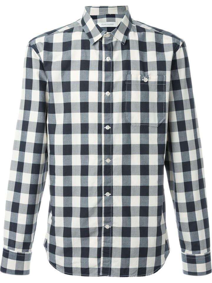 Pierre Balmain Checked Shirt, Men's, Size: 46, Black, Cotton