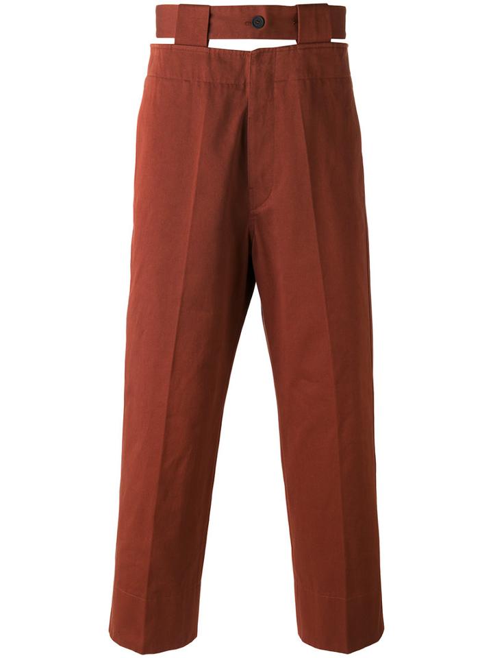 Marni Cut Out Waistband Trousers, Men's, Size: 44, Red, Cotton