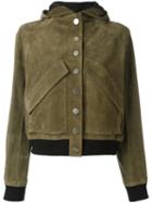 Courrèges Hooded Short Jacket, Women's, Size: 36, Green, Cupro/cotton/spandex/elastane
