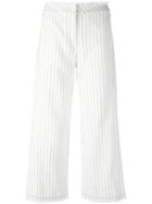 Pinstripe Trousers - Women - Cotton - 10, White, Cotton, T By Alexander Wang