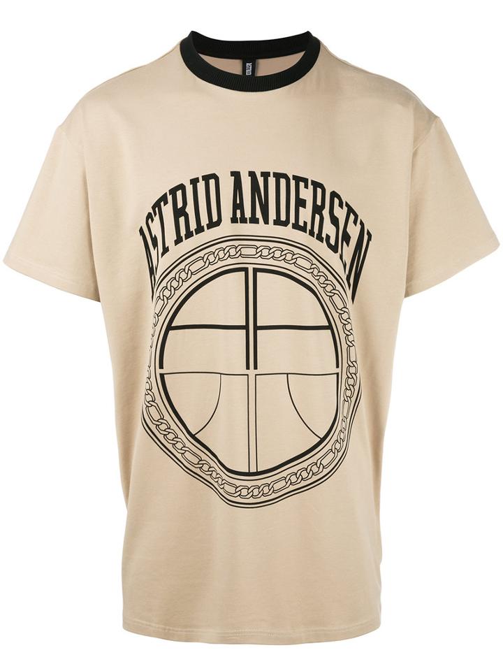Astrid Andersen Classic Contrasting Neckline T-shirt, Men's, Size: Small, Nude/neutrals, Cotton/spandex/elastane