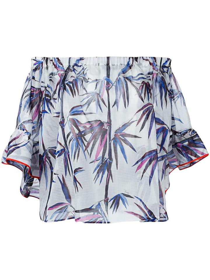 Emilio Pucci Printed Off Shoulder Blouse, Women's, Size: 38, Rayon/other Fibers/silk/spandex/elastane