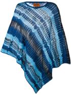 Missoni - Zig Zag Crochet Knit Poncho - Women - Cotton/viscose - One Size, Blue, Cotton/viscose