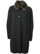 Liska Sable Collar Overcoat, Women's, Size: Large, Black, Polyamide/sable