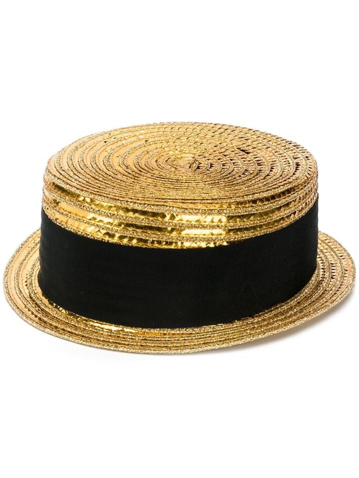 Saint Laurent Small Boater Hat - Gold