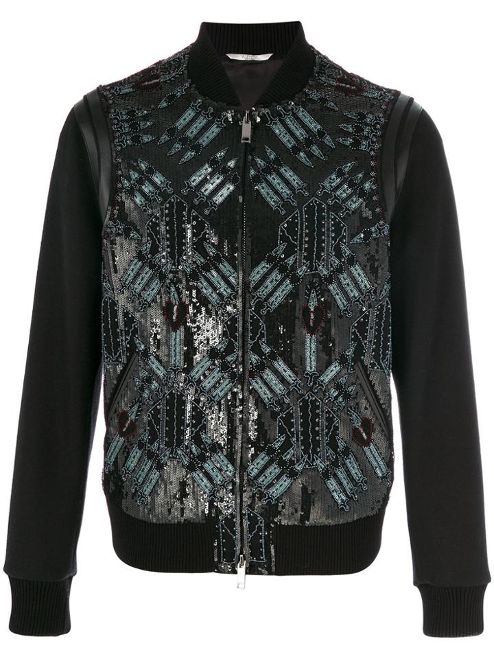 Valentino Sequined Bomber Jacket - Black
