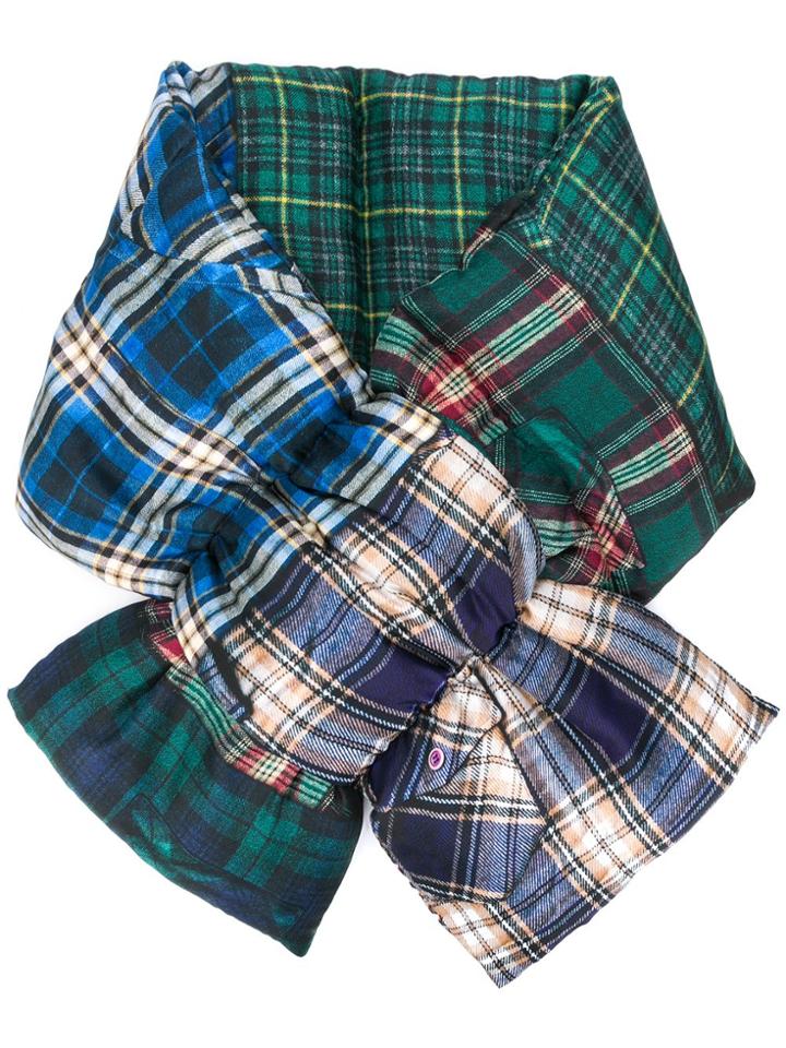 Pierre-louis Mascia Patchwork Check Scarf - Blue