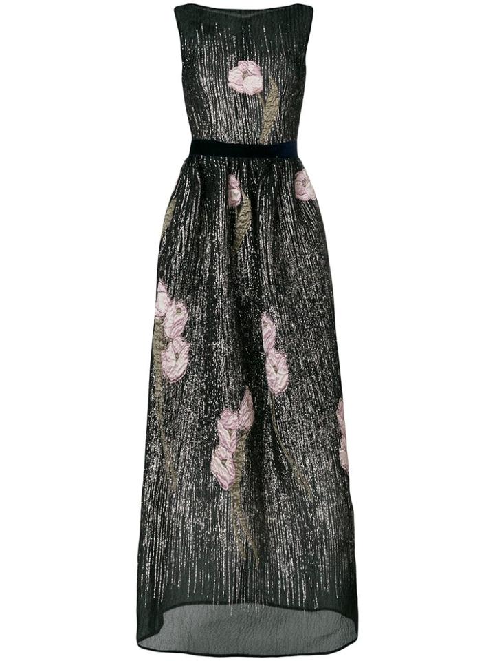 Talbot Runhof Magnolia Embellished Long Dress - Black