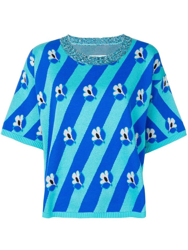 Mm6 Maison Margiela Floral Knitted Top - Blue