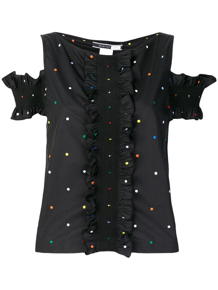 Sport Max Code Ruffled Cold-shoulder Top - Black