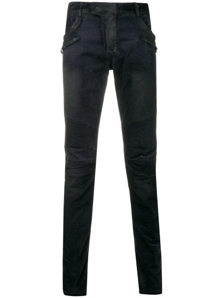 Balmain Slim Denim Biker Jeans - Blue