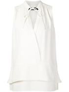 Proenza Schouler Sleeveless Wrap Around Blouse, Women's, Size: 4, White, Acetate/viscose