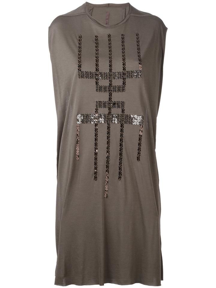 Rick Owens Lilies Sequin Pattern Sleeveless Dress, Women's, Size: 42, Grey, Cotton/nylon/viscose