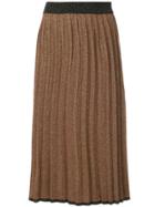 Loveless Knitted Pleated Midi Skirt - Brown