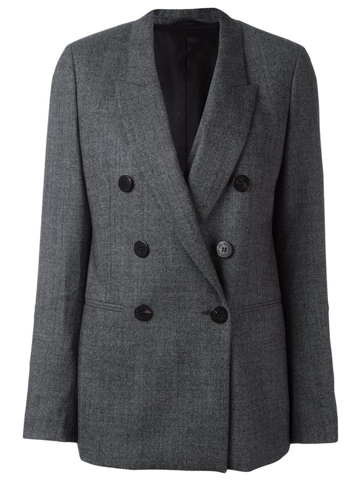 Neil Barrett Double Breasted Blazer, Women's, Size: 42, Grey, Polyester/spandex/elastane/viscose/virgin Wool