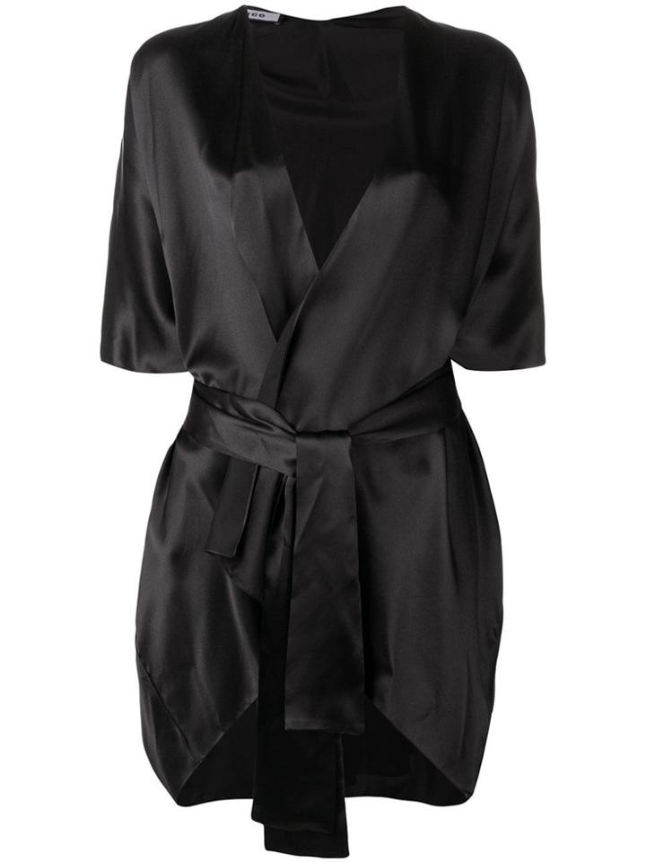Fisico Open Silk Kimono - Black
