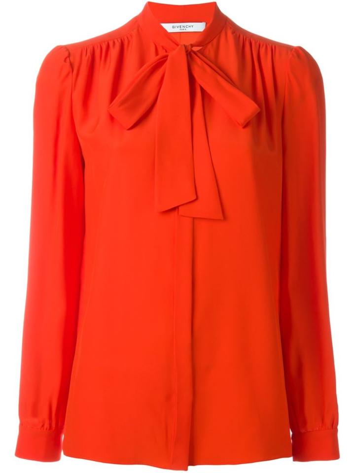 Givenchy Pussy Bow Blouse, Women's, Size: 38, Yellow/orange, Silk