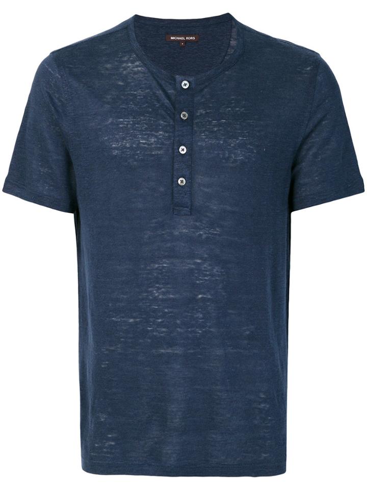 Michael Michael Kors Grandad-collar T-shirt - Blue