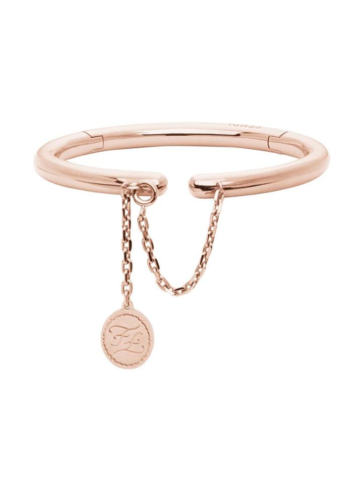 Fendi Rigid Rose Gold-coloured Bracelet - F0cj4-gold Pink