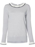 Adam Lippes - Ruffle Neck And Cuff Sweater - Women - Wool - M, Grey, Wool