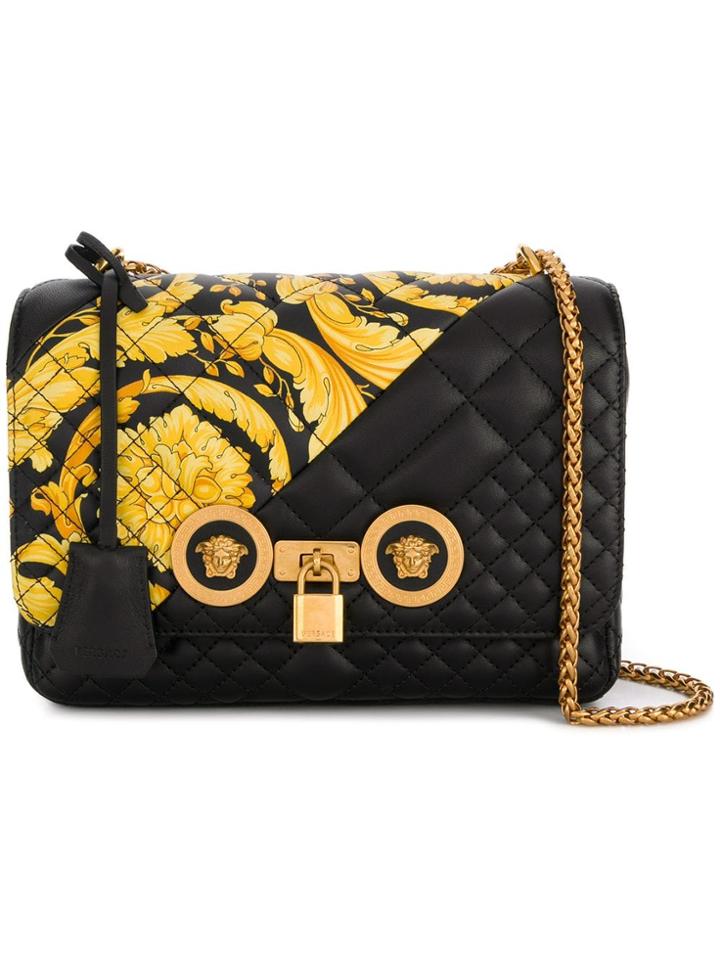 Versace Gold Hibiscus Icon Bag - Black