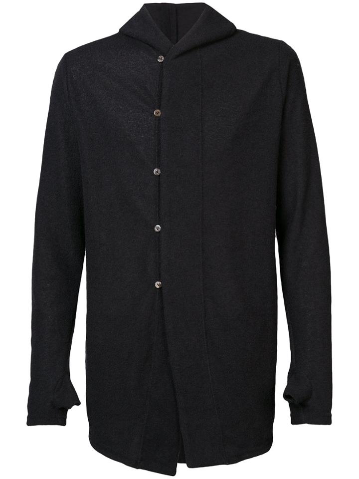 The Viridi-anne Off-center Buttoned Hoody - Black