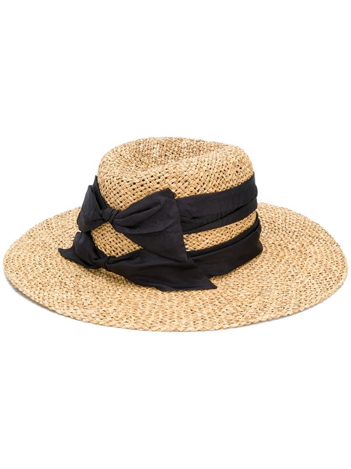 Misa Harada Double Bow Fedora Hat - Nude & Neutrals