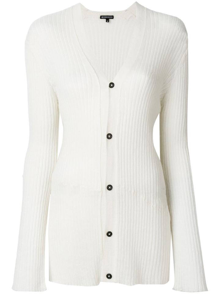 Ann Demeulemeester Blanche V-neck Ribbed Cardigan - White