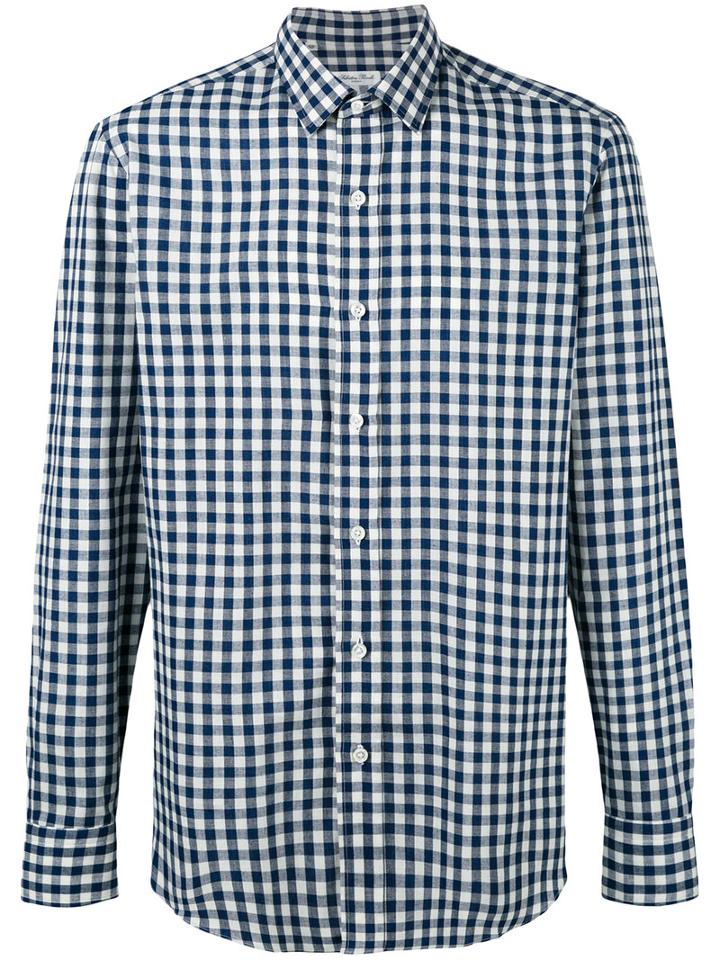 Salvatore Piccolo Checked Shirt, Men's, Size: 43, Blue, Cotton