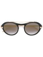 Masunaga Round Framed Sunglasses - Black