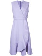 Carven - Frill Hem Wrap Dress - Women - Polyester - 42, Pink/purple, Polyester