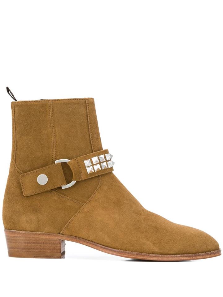 Represent Studded Strap Ankle Boots - Neutrals