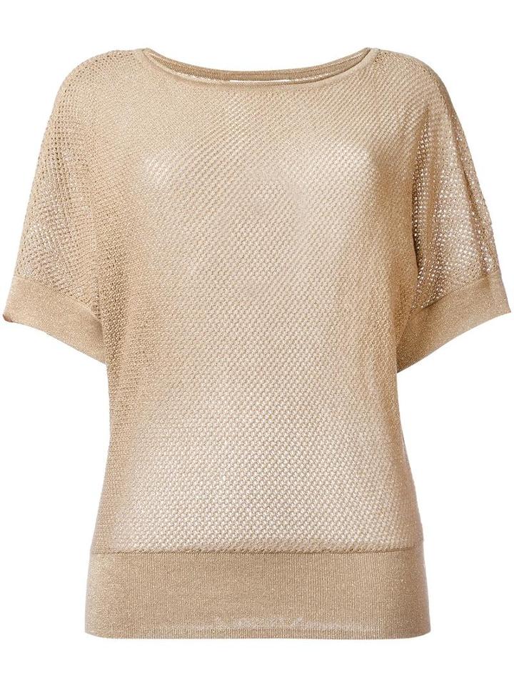 Michael Michael Kors Short Sleeve Jumper, Women's, Size: Small, Nude/neutrals, Cotton/acrylic/polyester/metal