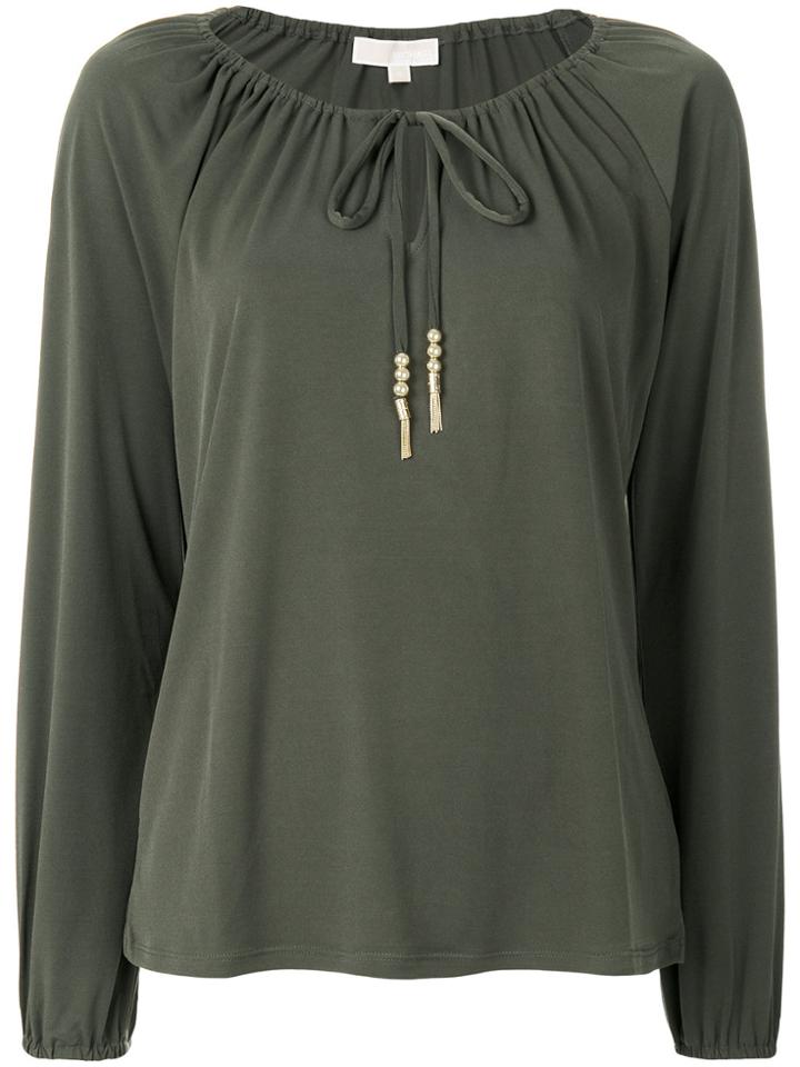 Michael Michael Kors Drawstring Neck Long-sleeved Top - Green