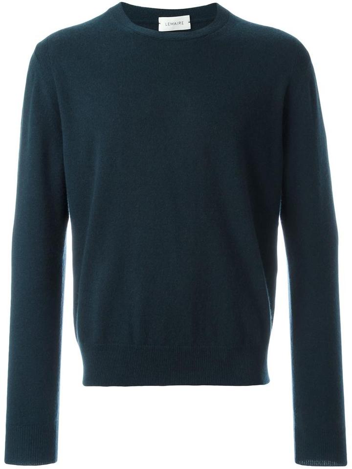 Lemaire Crew Neck Cardigan Jumper, Men's, Size: Xl, Blue, Cashmere