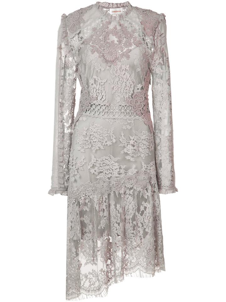 Zimmermann - Lace Dress - Women - Silk/cotton - 4, Grey, Silk/cotton