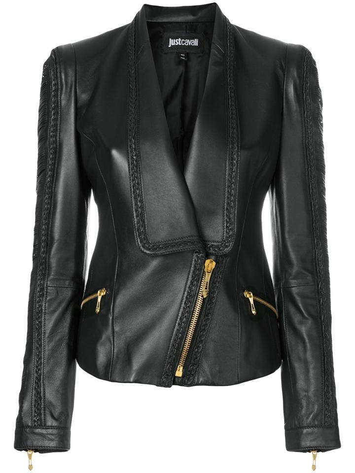 Just Cavalli Stitch Embellished Fitted Jacket - Black